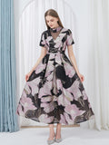 Luxury Women Jacquard Organza Party Casual Long Maxi Dress