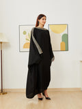 New Ultra Black Nida Abaya Muslim Party Dress Women Islam Kaftan Dubai Arabic Long Loose Robe