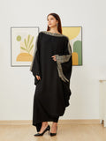 New Ultra Black Nida Abaya Muslim Party Dress Women Islam Kaftan Dubai Arabic Long Loose Robe