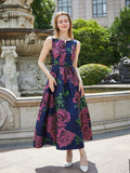 Elegant Women Long Maxi Jacquard Dress Sleeveless Party Luxury Boho Floral Vintage Dresses