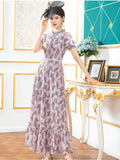 Women Lace Hollow Out Slim Elegant Floral Dress