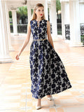 Elegant Jacquard Women Long Maxi Sleeveless Dress