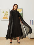 Femme Muslim Fashion Dress 2 Piece Set Abaya Kaftan Party Dress Black Arabe Islamic Clothing