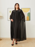 Femme Muslim Fashion Dress 2 Piece Set Abaya Kaftan Party Dress Black Arabe Islamic Clothing