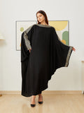 New Ultra Black Nida Abaya Muslim Party Dress Women Islam Kaftan Dubai Arabic Long Loose Robe