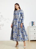 Luxury Jacquard Women Elegant Party Long Sleeve Dress