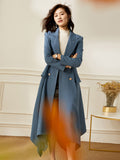 Elegant Long Trench Coat for Women Spring Fall Button Coat New Irregular Outerwears