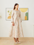 Women Autumn Elegant Long Sleeve Brocade Evening Party Dresses Clothing Casual Fashion Clothing