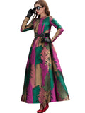 Women Vintage  Jacquard Maxi Evening Dress