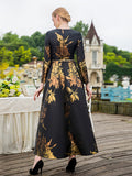 Jacquard Elegant Long Sleeve Maxi Dresses