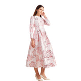 Elegant Luxury Jacquard Women Dress New Boho Floral Fashion Party Evening Long Maxi Dress Ball Gown Casual Clothing Vestidos